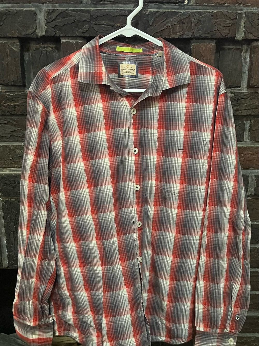 Tommy Bahama Red & Gray Plaid Casual Button-Down Shirt
